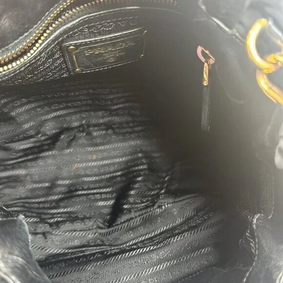 PREOWNED PRADA Vintage Nylon 2-way Bag with Side Ribbon in Black - Picture 10 of 14